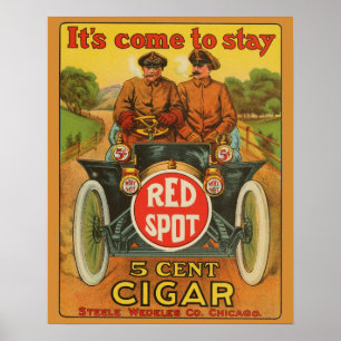 Vintage Red Spot 5 Centavos Charuto Ad Poster
