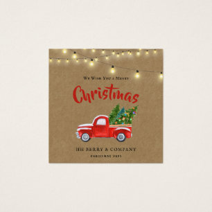 Vintage Red Truck and Tree Holiday Cartão de visit