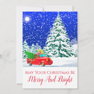 Vintage Red Truck Na Feliz E Brilho De Natal Da Ne