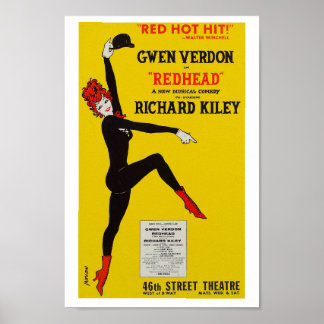 Vintage Redhead Musical Theater Art Impressão