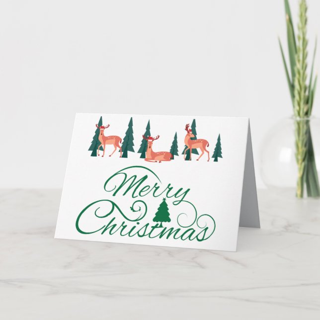 Vintage Reindeer com cartão de Natal Hats (Frente)