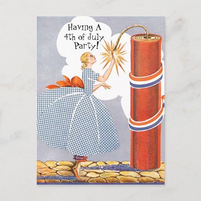 Vintage Retro America 4 de julho Convite PC (Frente)