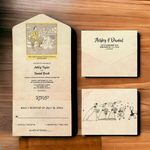 Vintage Retro Antigo Casal Engraçado Casamento Rus