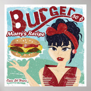 Vintage, Retro Burger Diner Poster