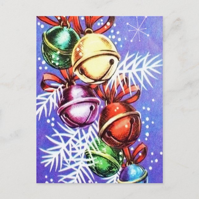 Vintage Retro Christmas bells Cartão postal Feriad (Frente)