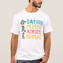 Vintage Retro Comer Sono Aikido Repetir T-Shirt