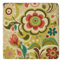 Vintage retro design verde-claro-floral