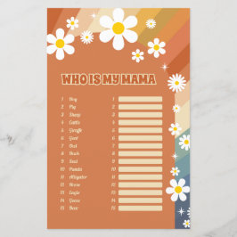 Vintage Retro Name Baby Animal Chá de fraldas Game