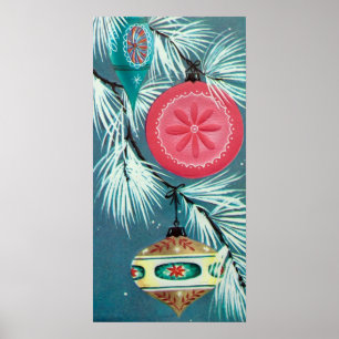 Vintage retro Natal - Boias de Natal poster