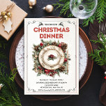 Vintage Retro Natal Jantar Convite à Placa<br><div class="desc">Vintage Retro Natal Janto Plate Invitation Ornaments Mistura</div>