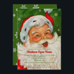 Vintage Retro Papai Noel Convite de Natal<br><div class="desc">Este convite de Natal foi criado para uma casa de férias aberta. A design apresenta um retrato de um Papai Noel antigo. Personalize este convite festivo vermelho e verde com sua informação. Use este convite para modelo para uma casa aberta de feriados,  festa de Natal ou outro evento sazonal.</div>