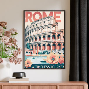 Vintage Retro Poster de viagens - Roma, Itália