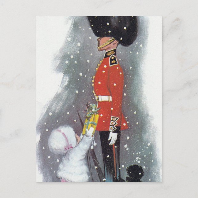 Vintage retro presente dando cartão postal de Nata (Frente)