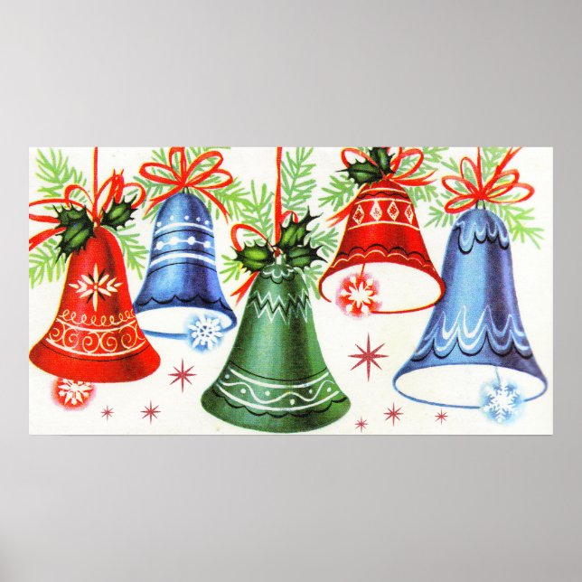 Vintage retro sinos de Natal poster (Frente)