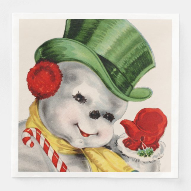 Vintage retro snowman - guardanapos de Natal (Frente)