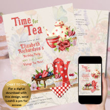 Vintage Retro Tea Party Red Polkadot Aniversário