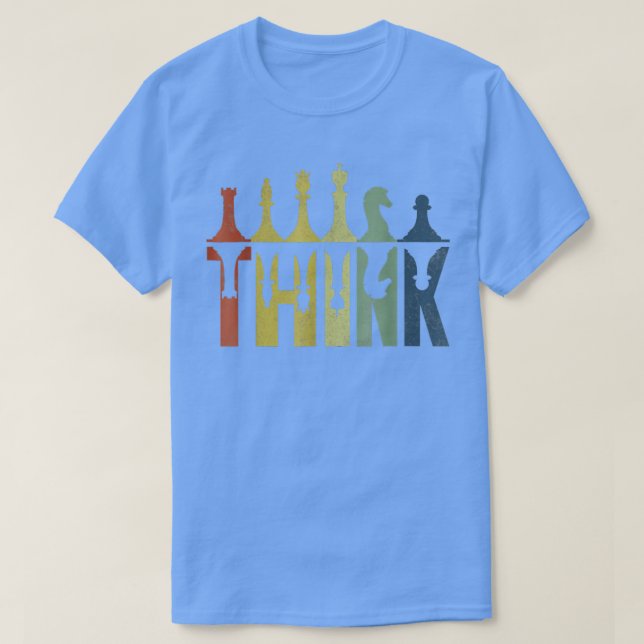 Vintage Retro Think Chess Pedaços De Camisa Shirt  (Frente do Design)