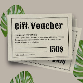 Vintage Retro Typografia Business Gift Voucher