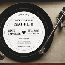 Vintage Retro Vinyl Record Convite De Casamento QR