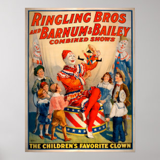 Vintage Ringling Brothers Combinado Mostra Poster
