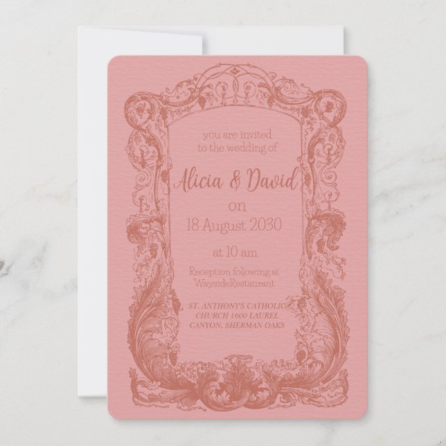 Vintage Rococo - Convites para Casamento (Frente)