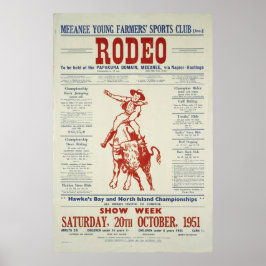 Vintage Rodeo Poster Nova Zelândia