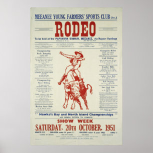 Vintage Rodeo Poster Nova Zelândia