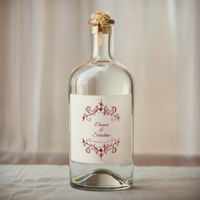 Vintage Romance Burgundy Casamento Floral (Criador carregado)