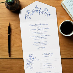Vintage Romance Dusty Blue Floral Casamento