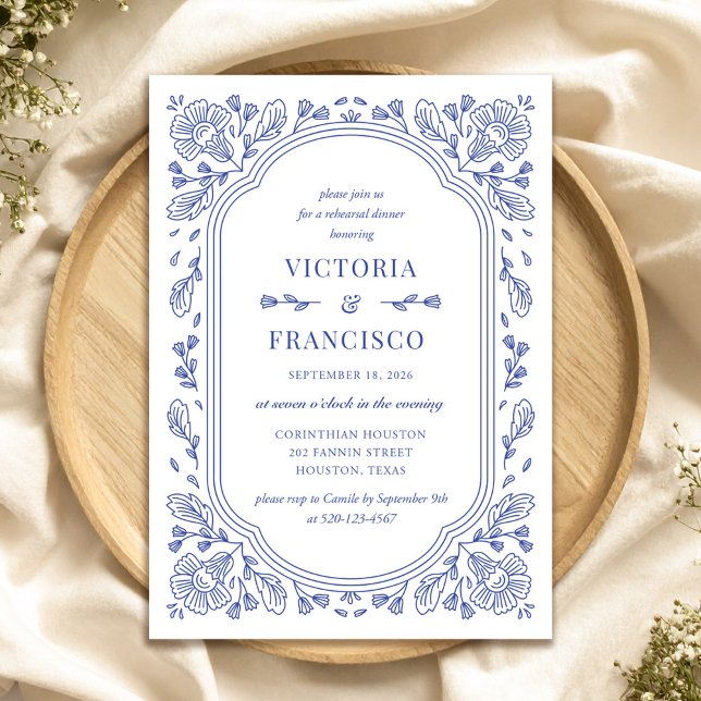 Vintage Romance Janto de Ensaio Floral Convite (Vintage Romance Floral Rehearsal Dinner Invitation by Fiesta Valley Print)
