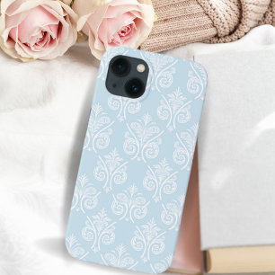 Vintage Romance Light Blue and White Damask Impres