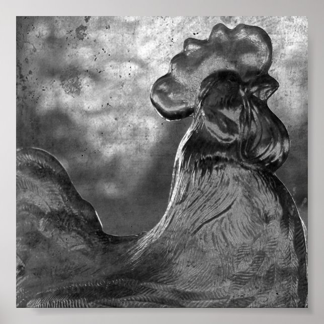 Vintage Rooster de Glass Poster (Frente)