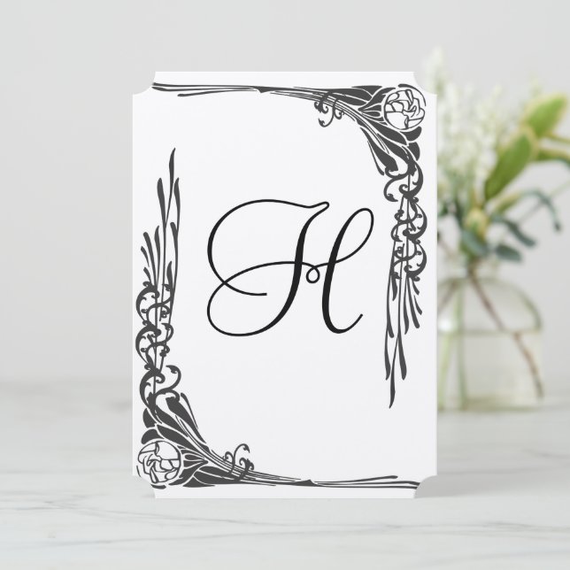 Vintage Rosa Casamento Convite Art Deco (Em pé/Frente)