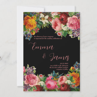 Vintage Rosa Floral Weding Convite