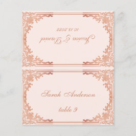 Vintage Rosa Impresso Nome do Convidado Cartão de 