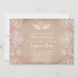 Vintage Rosa Lace Convite Religioso