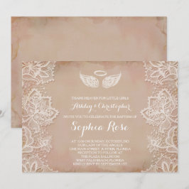 Vintage Rosa Lace Convite Religioso