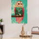 Vintage Rosa Owl Turquoise Art Poster (Living Room 3)