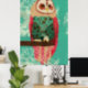 Vintage Rosa Owl Turquoise Art Poster (Home Office)