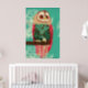 Vintage Rosa Owl Turquoise Art Poster (Nursery 2)