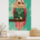 Vintage Rosa Owl Turquoise Art Poster (Kitchen)