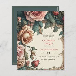 Vintage Rosas Celebração do Poema Memorial da Vida