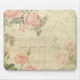 Vintage Rosas e Music Mousepad