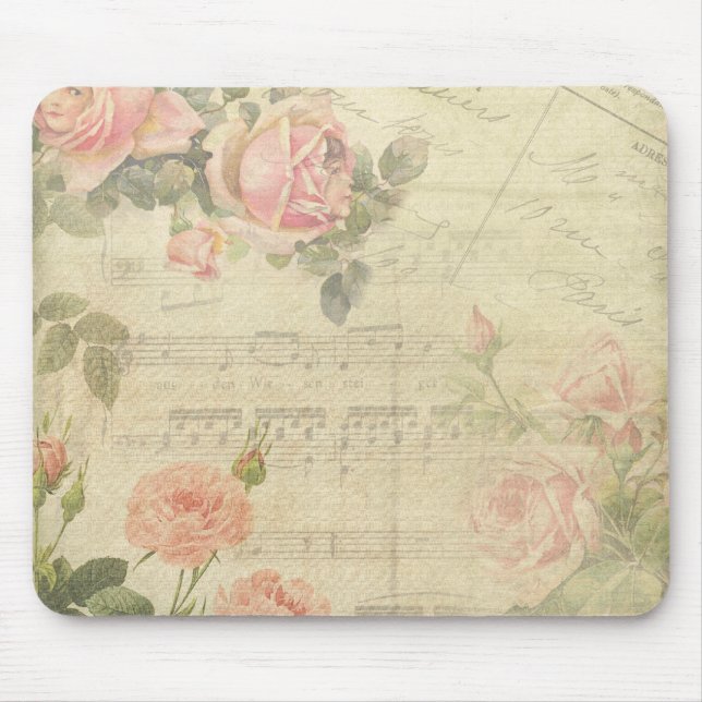 Vintage Rosas e Music Mousepad (Frente)