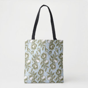 Vintage - Rosas gravadas em branco e golds Tote Ba