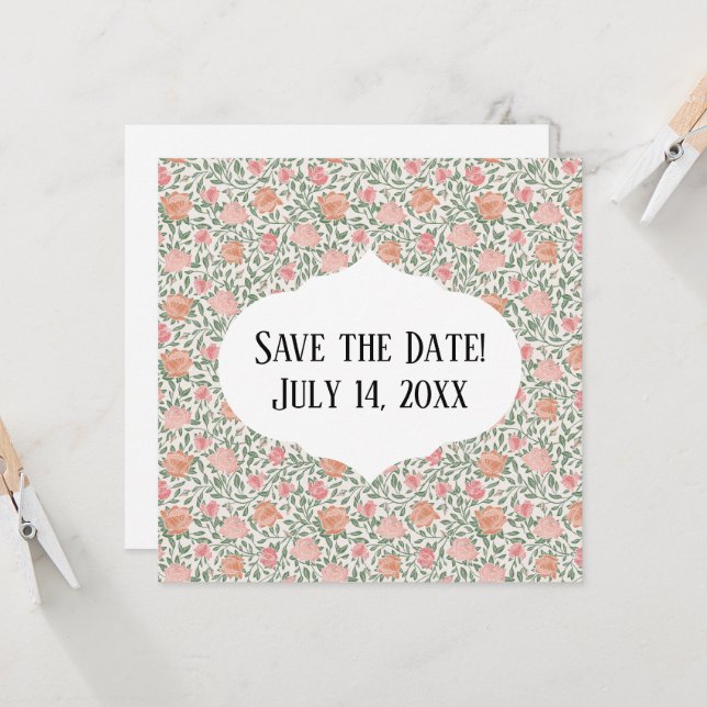 Vintage Rosas Rosa e Pêssego Perfeitos (Frente/Verso In Situ)