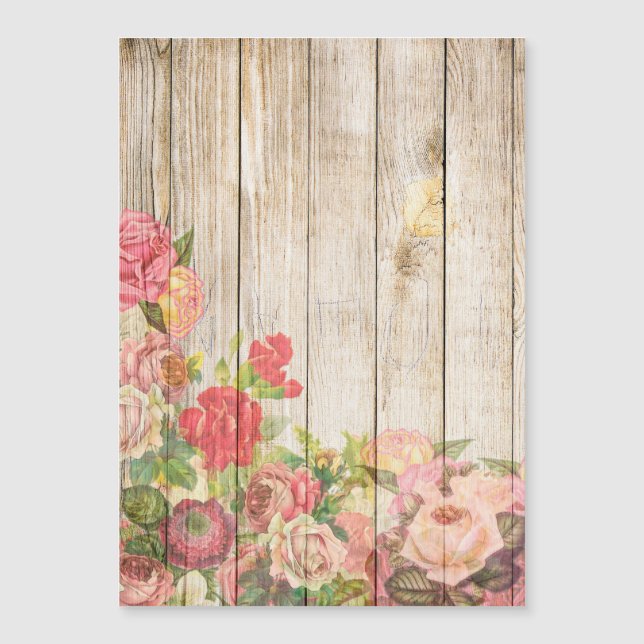 Vintage Rosas Rústicos Românticos Madeira (Frente)