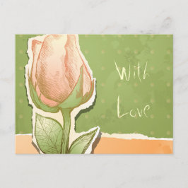 Vintage rosebud em verde, cartão postal