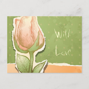 Vintage rosebud em verde, cartão postal