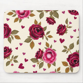Vintage Roses and Hearts Mouse Pad